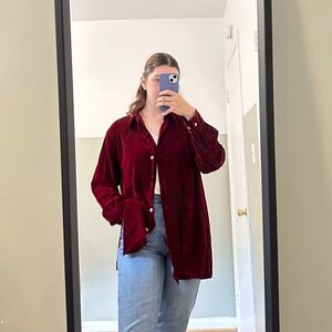 Vintage Liz Claiborne Maroon Button down Velvet shirt